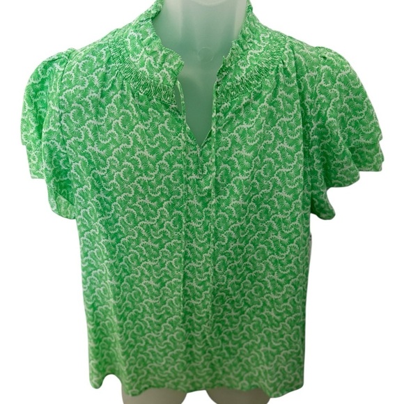 Caslon Tops - Caslon Vibrant Green Blouse Women M Medium Short Sleeve Top Blpuse